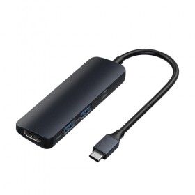 Multifunction 4 in 1 Adapter 2 Ports USB3.0 Pd Fast Charging and HDMI to USB-C Type C Hub for MacBook PRO